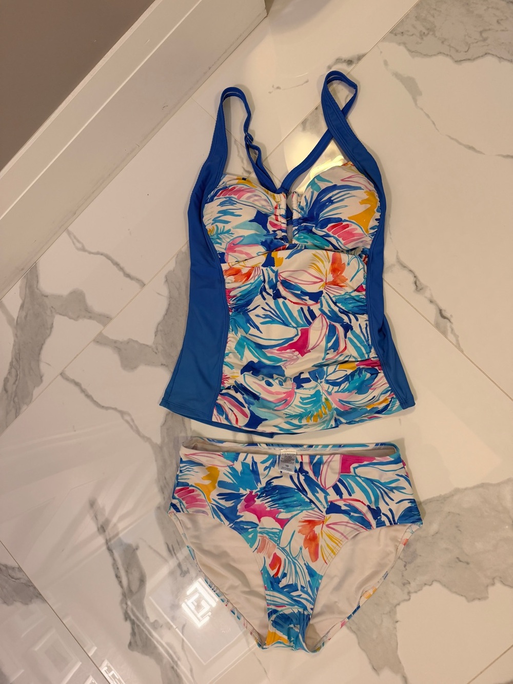 VENUS Blue Tropical Floral Tankini Set